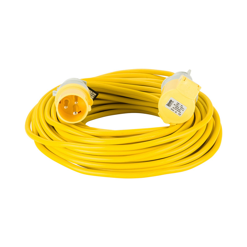 Image for Defender 25M Extension Lead - 16A 1.5mm Cable - Yellow 110V
